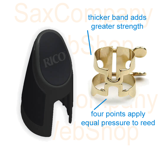 Rico H-Ligature Gold Plated met dop voor Sopraansaxofoon