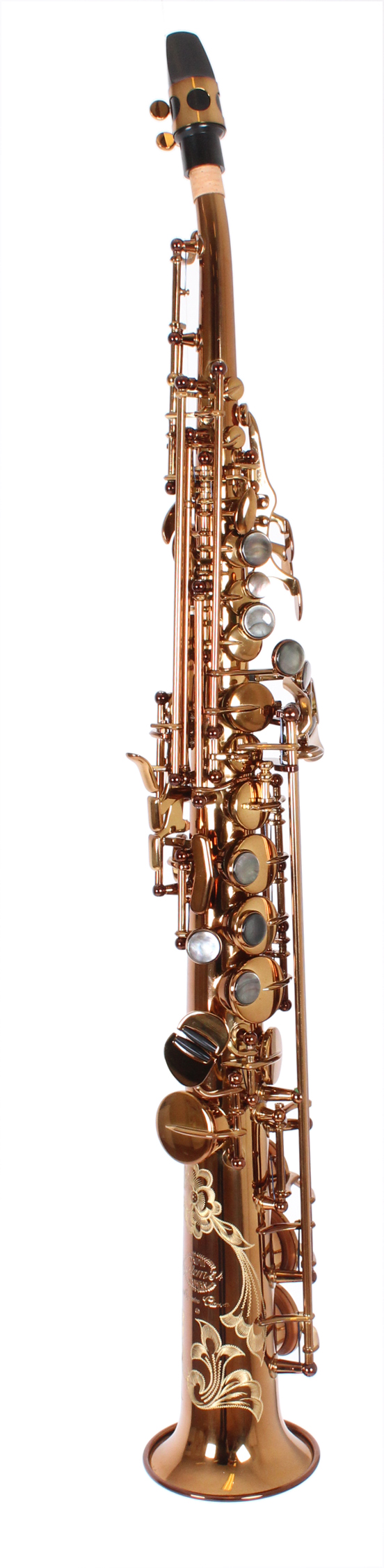 Huur: System'54 rechte Sopraansax met gebogen nek in Vintage Gold; Nieuw!